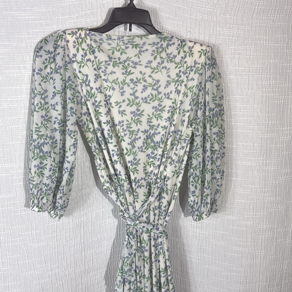 Ganni Blue and Green Floral Midi Dress - Picture 9 of 11